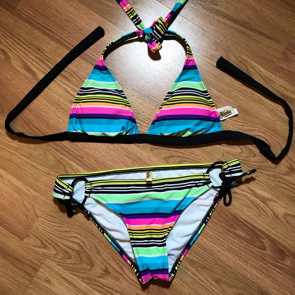 Striped Vibrant Multicolored Bikini Set